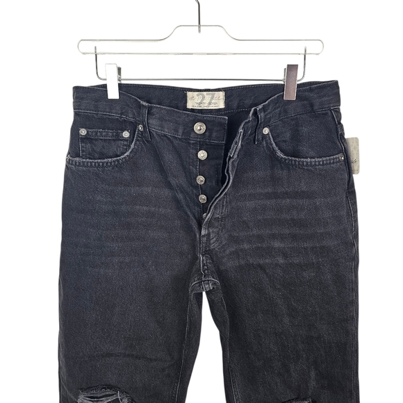 Free People Maggie Mid Rise Straight Leg Jeans in Black NWT - Picture 9 of 11